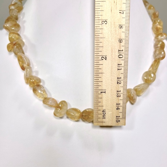 Citrine Raw Stones 925 Silver Gemstone Necklace 19” - Picture 3 of 5